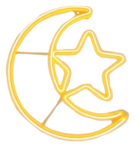 Load image into Gallery viewer, Crescent Decorative Moon and Star LED Wall Light, Yellow
